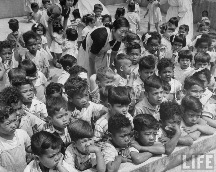 Japanese postwar orphanage for mixed-race Children 1952. Photo by Margaret Bourke White, Life Magazine 